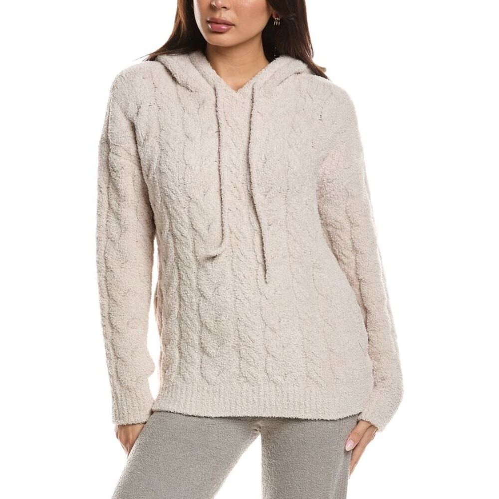 Barefoot Dreams Womens Cozychic Cable Teddy Pullover, Grey